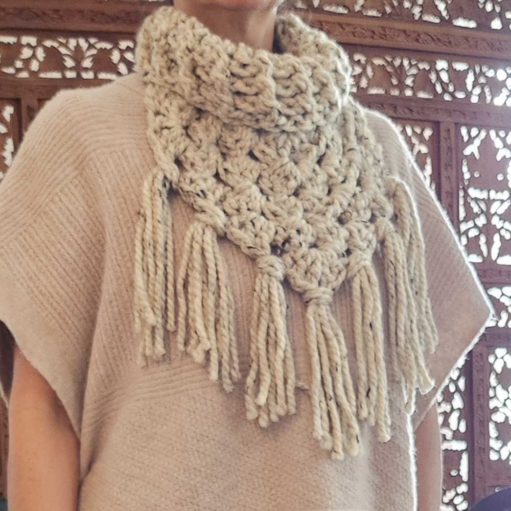 Boho Chunky Knit Cowl Scarf